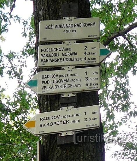Hlubočky - POSLUCHOV: 001_Kažipoti ob turistični poti od Radíkova do Posluchova.