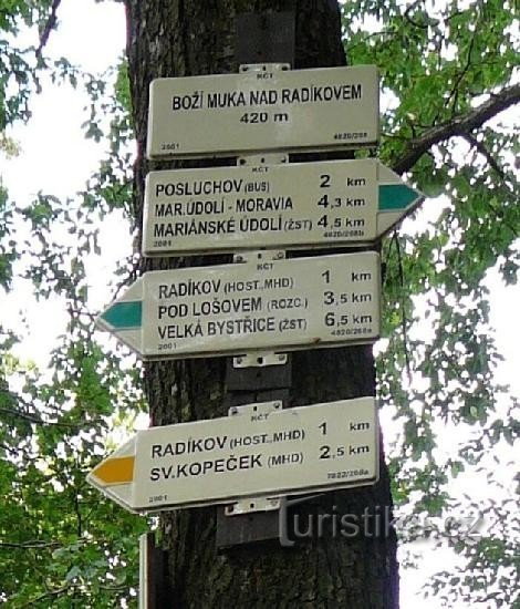 Hlubočky - POSLUCHOV: 001_Putokazi uz turističku rutu od Radíkova do Posluchova.