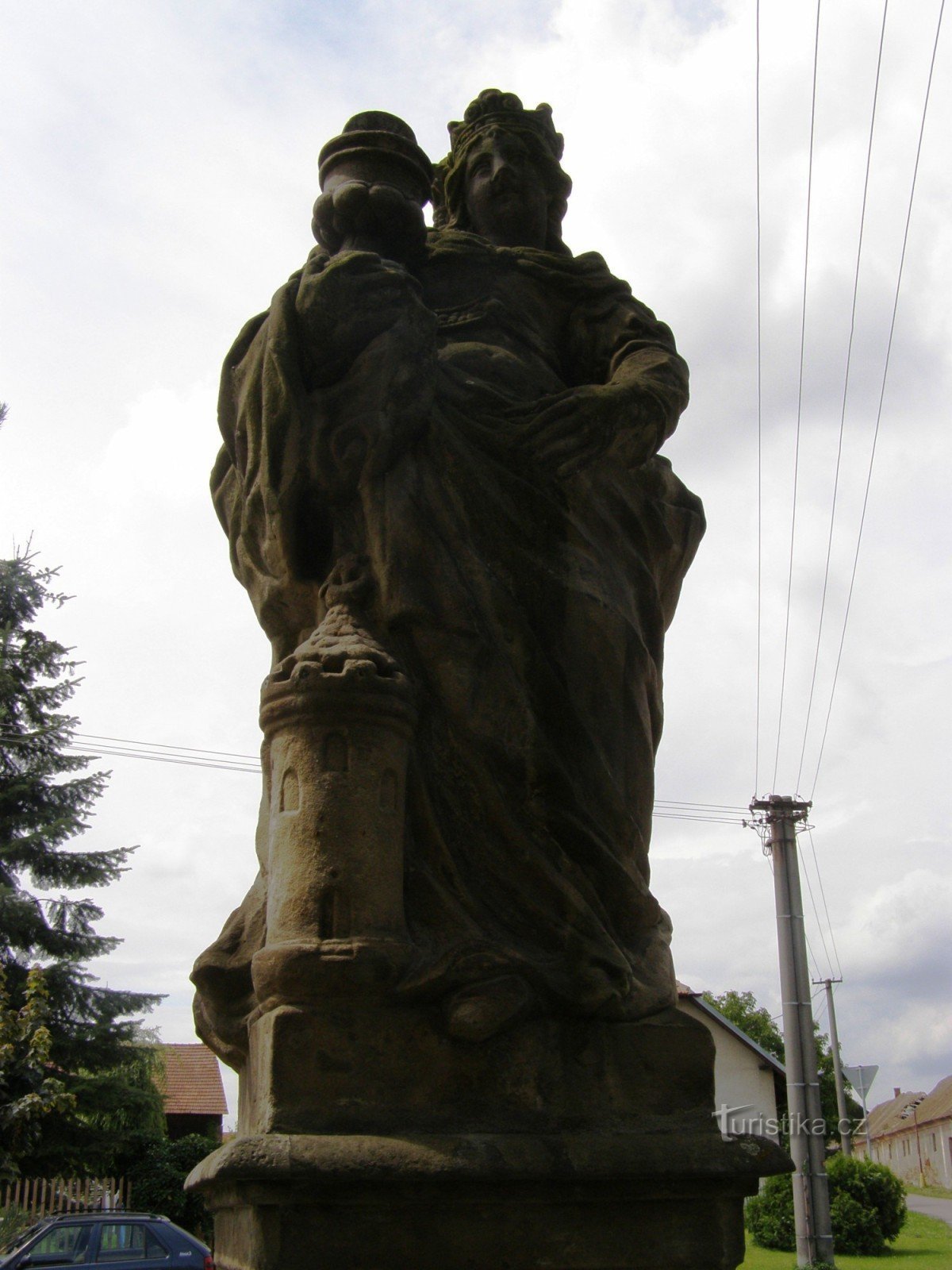 Hlušice - estatuas dobles de St. Virgen María y S. Bárbara