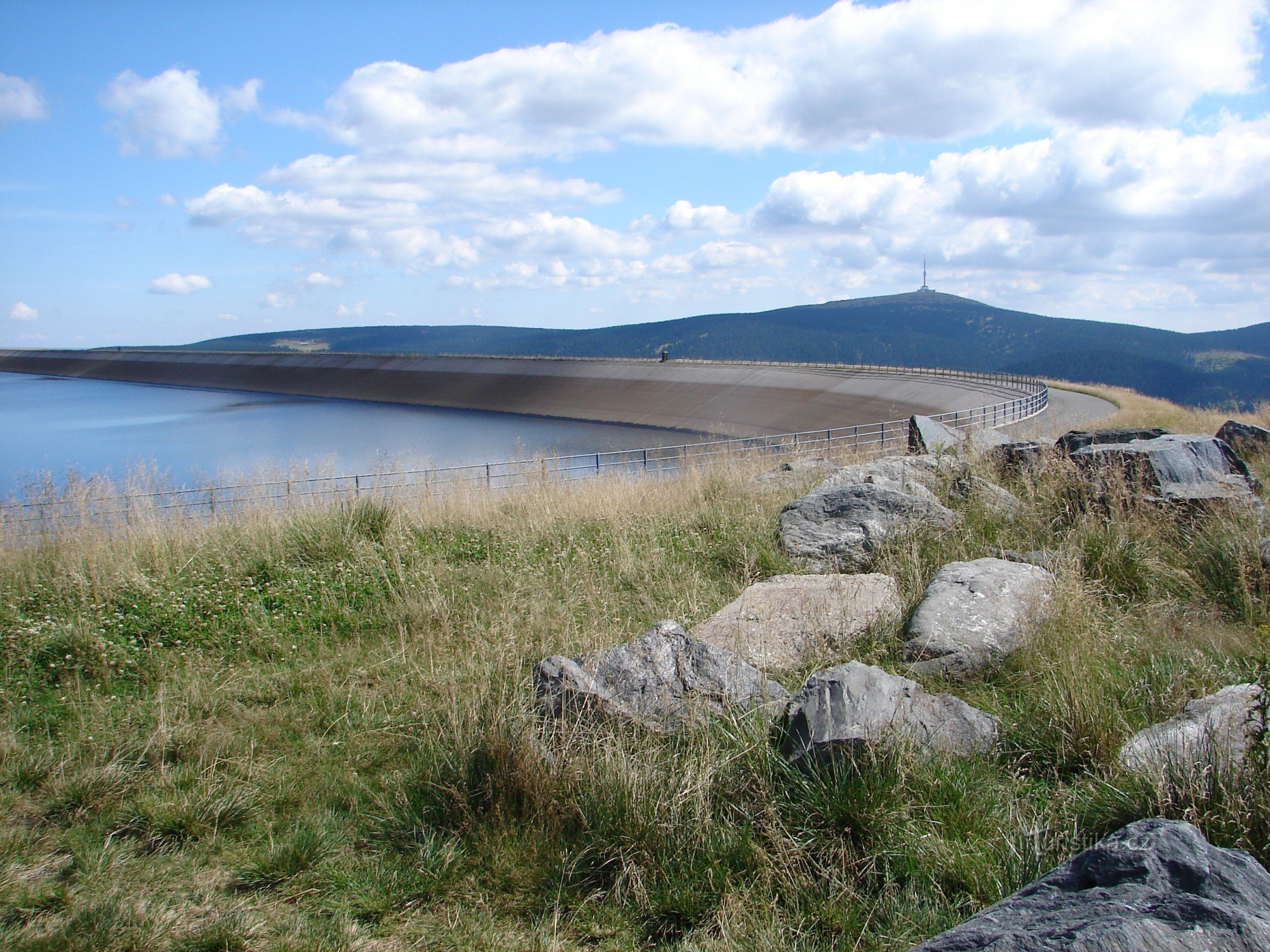 The upper reservoir of the Dlouhé Stráně Pumped Power Plant