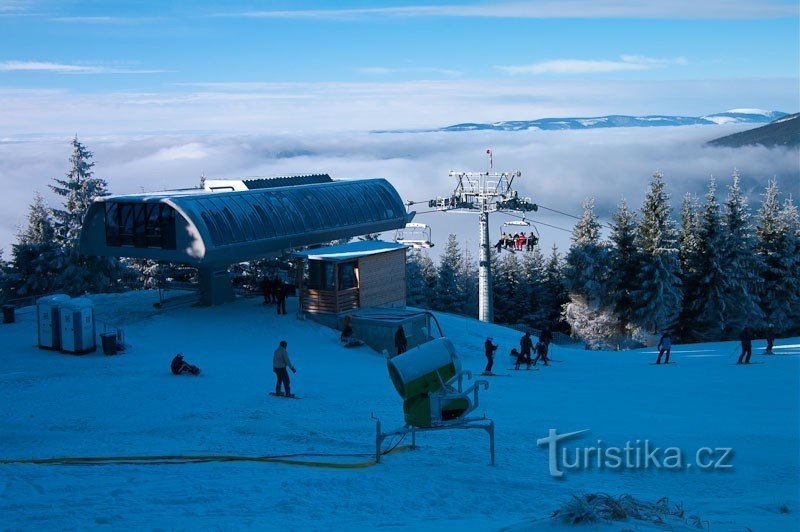 Øvre svævebanestation og inversion i dalen