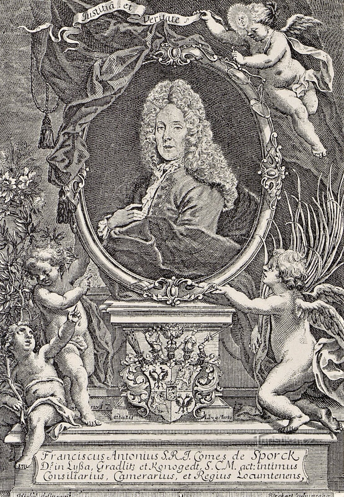 Grev František A. Spork på et stik fra 1713