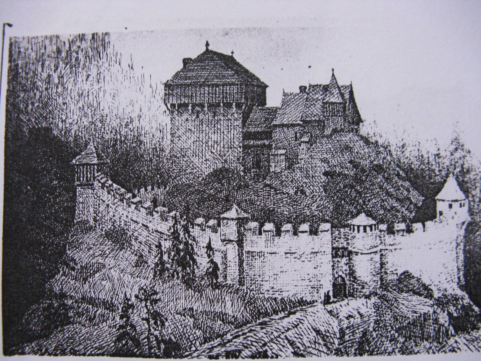 Návarov Castle in its glory days - old postcard