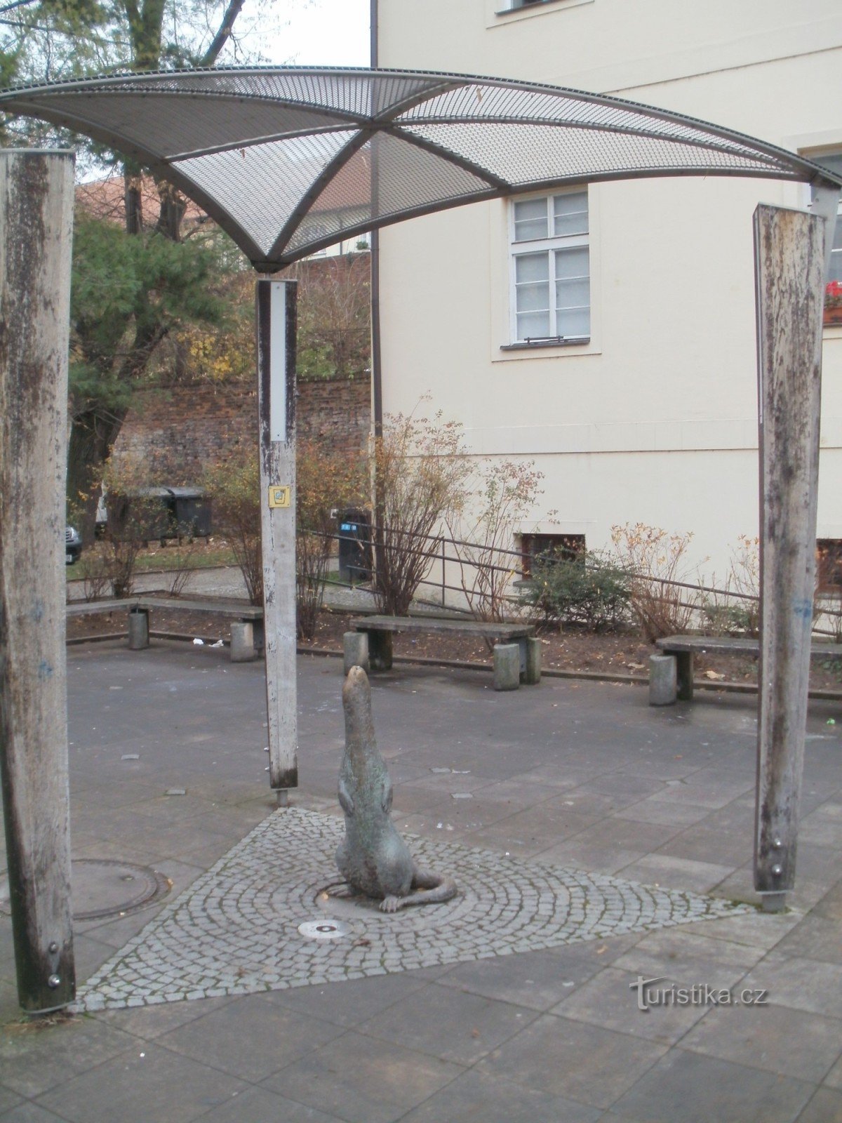 Hradec Králové - torg med uttern Eliška