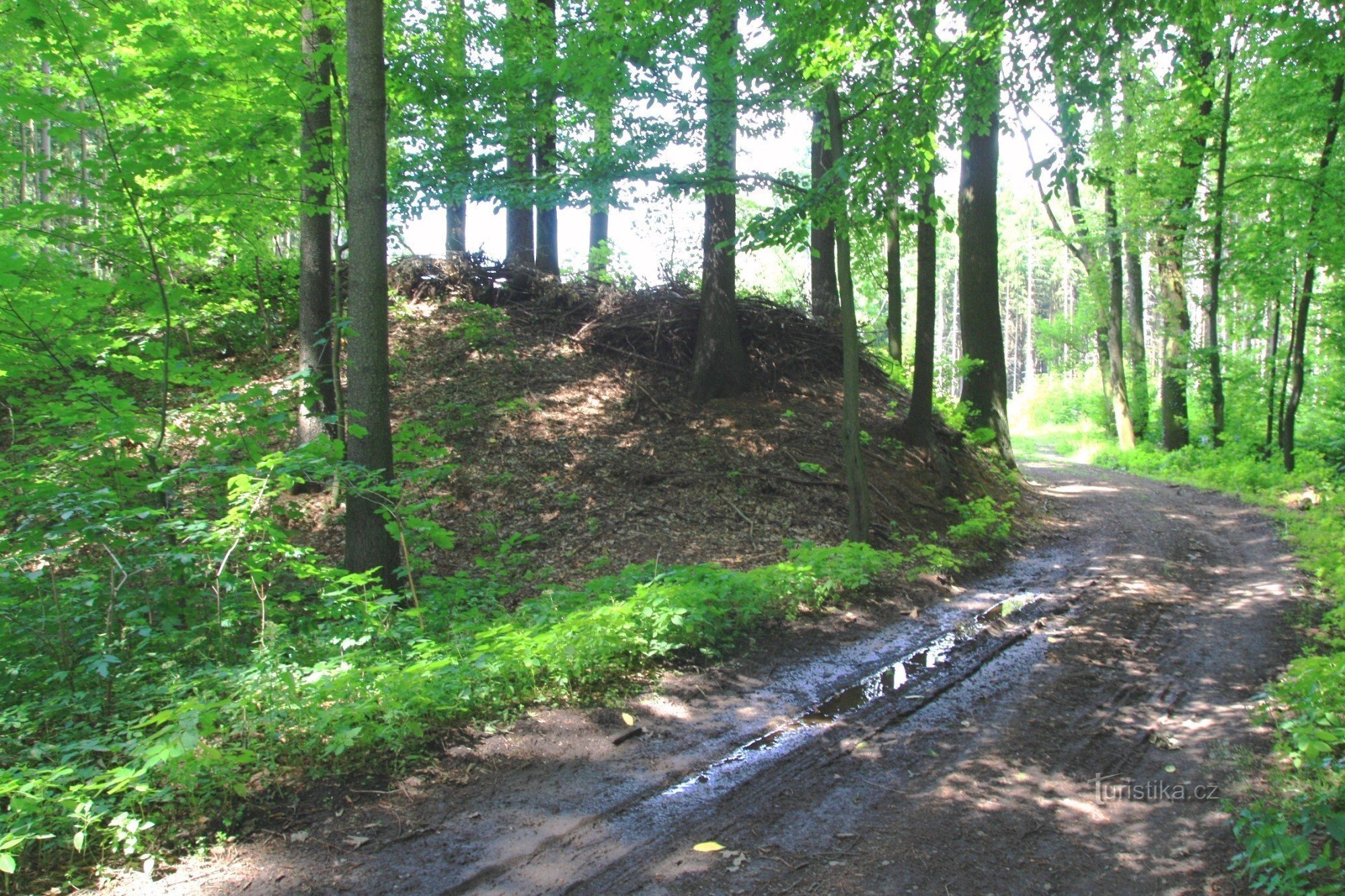 Hradníky - rampart of the former castle in the isthmus on the tourist route