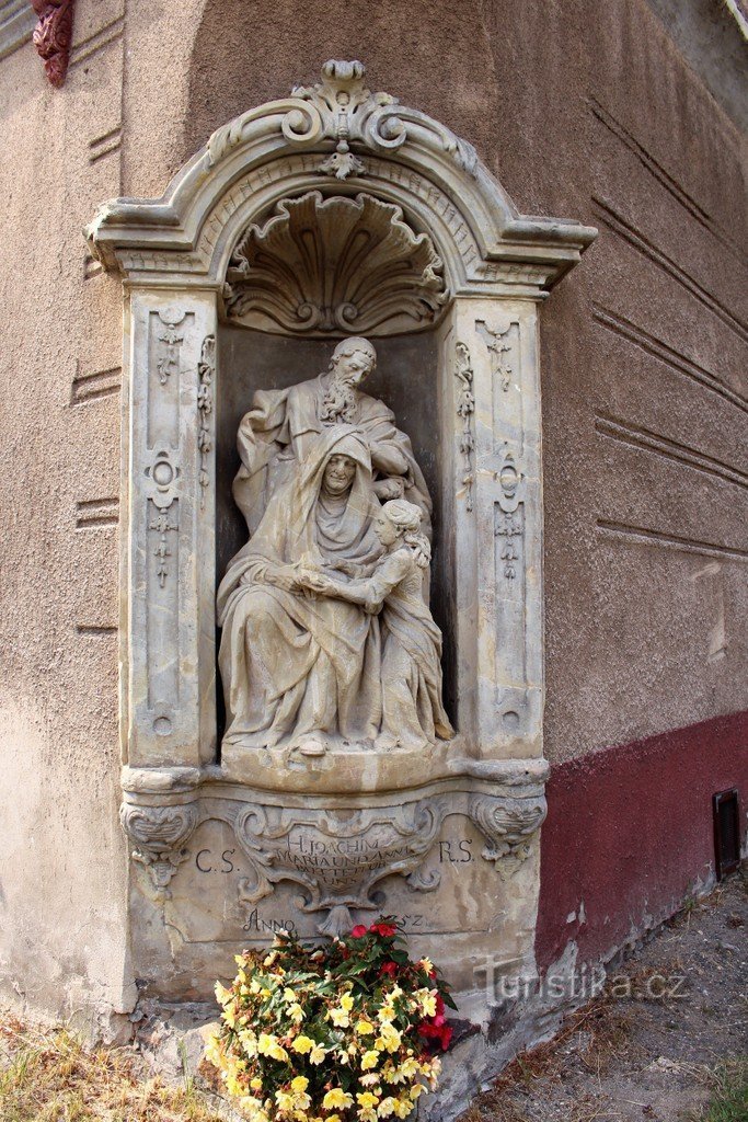 Grav, staty av St. Jachyma, St. Anne och Jungfru Maria