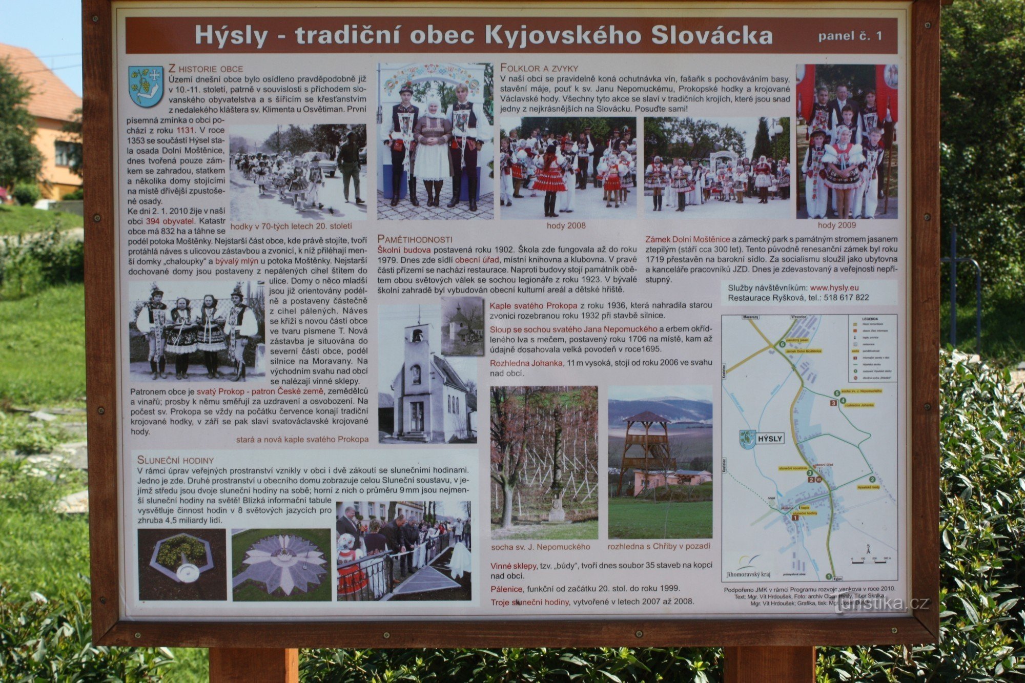 Hýsly, turistički zanimljivo selo Slovácka