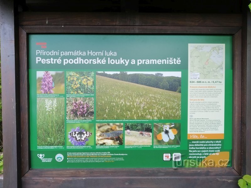 Panou informativ în partea superioară a monumentului natural