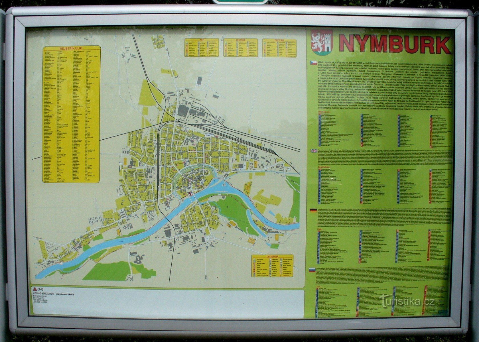 Informatiebord met stadsplattegrond