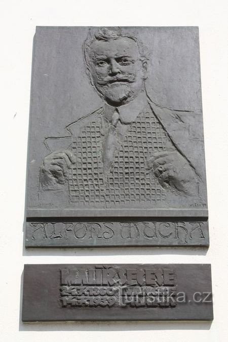 Ivančice - monumentul lui Alfons Mucha - placă comemorativă