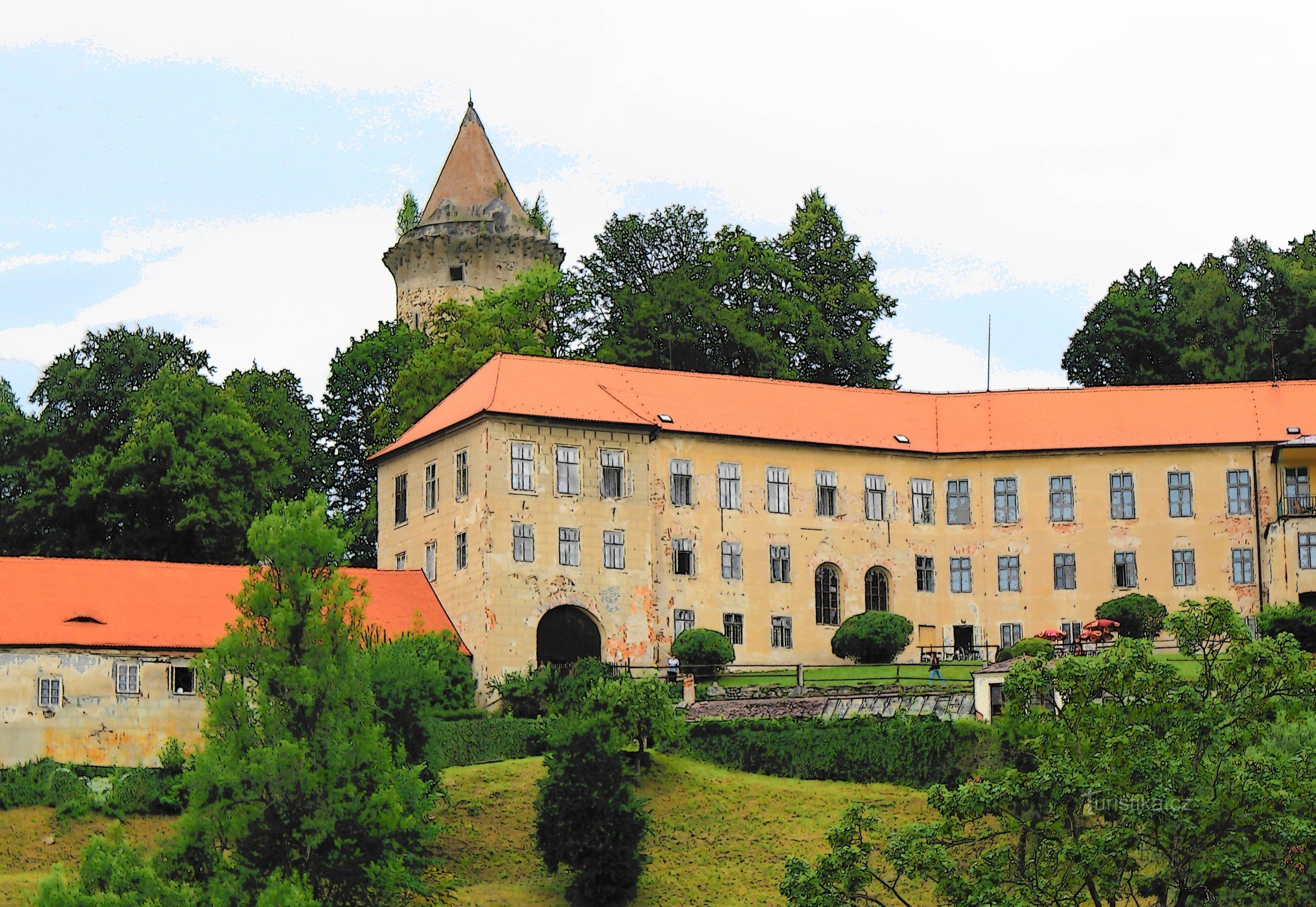 Jakobínka und das Areal an der Stelle, wo früher die Obere Burg stand