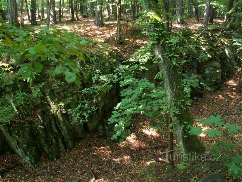 One of the ditches dug in the rock