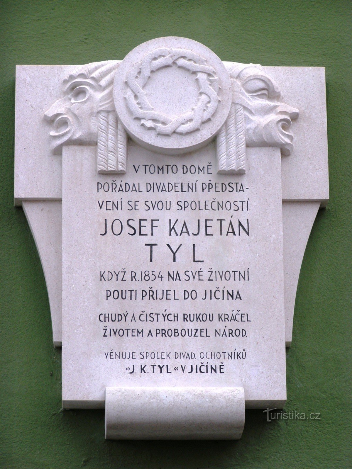 Jičín - JKTyl memorial plaque