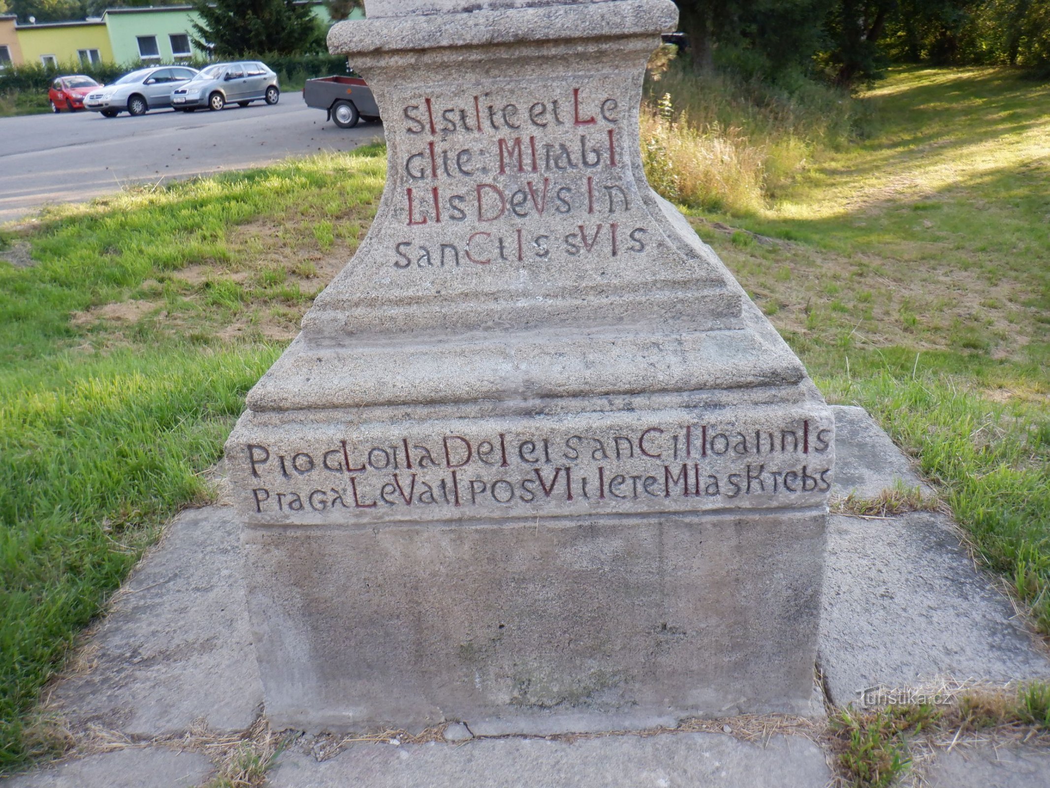 Jindřichův Hradec and Jan z Pomuk at the bridge over Nežárka