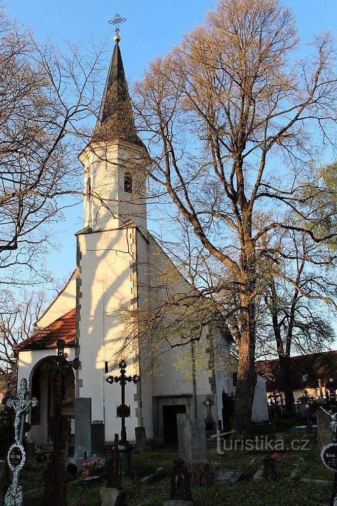 Jindřichův Hradec, gevel van de kerk van St. Wenceslas