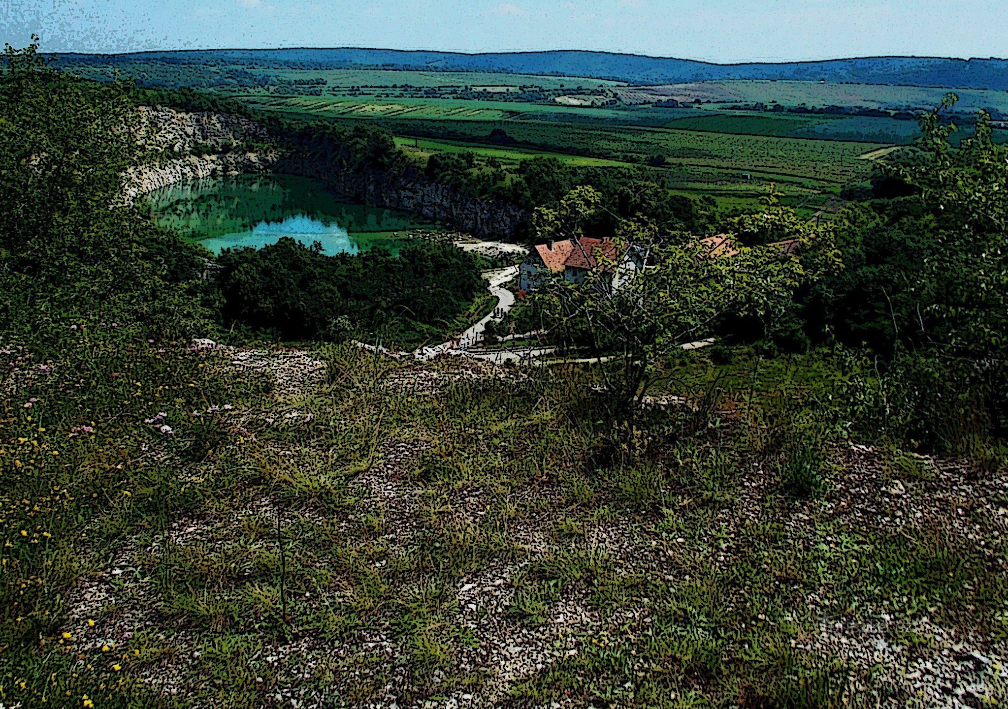 A un lugar romántico, una cantera inundada cerca de Mikulov