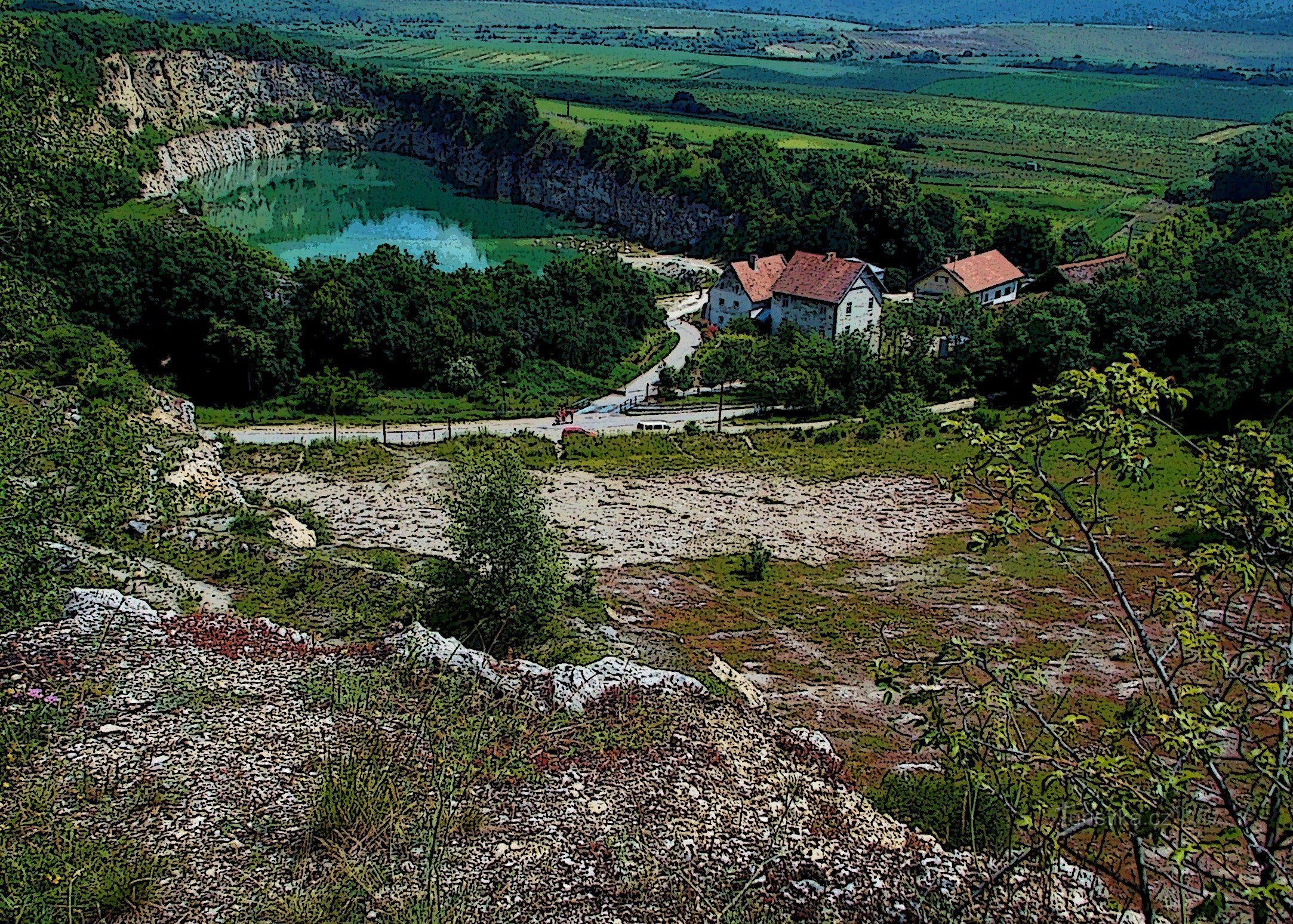 Naar een romantische plek, een ondergelopen steengroeve bij Mikulov