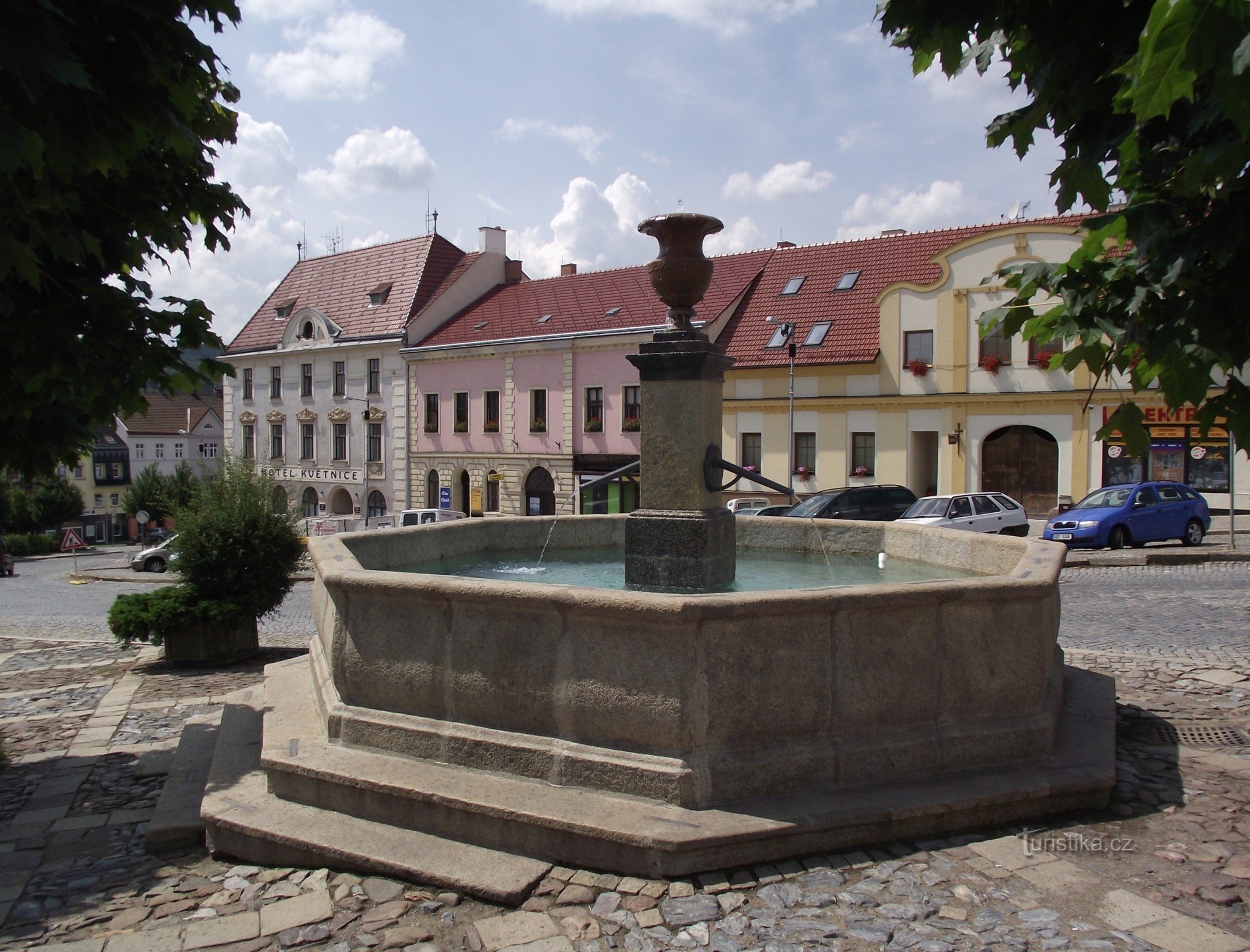 stone fountain on Náměstí Miru