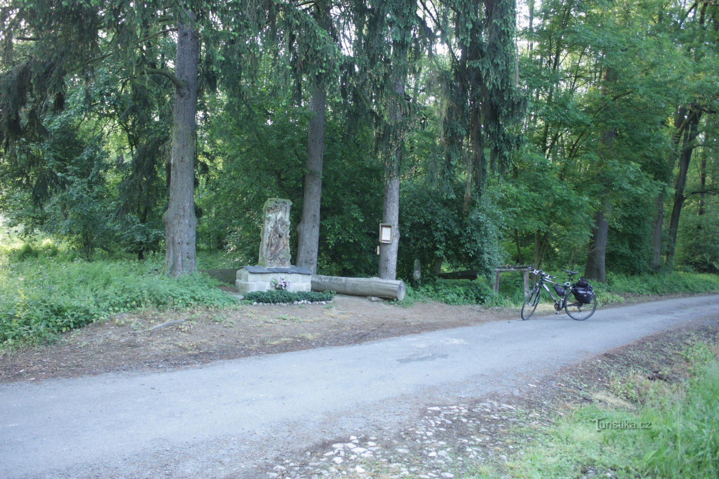 Stone relief of St. Jakub in the floodplain forest near Kojetín