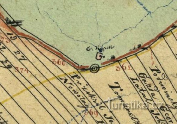 Cappella della Vergine Maria sulla mappa del catasto delle scuderie