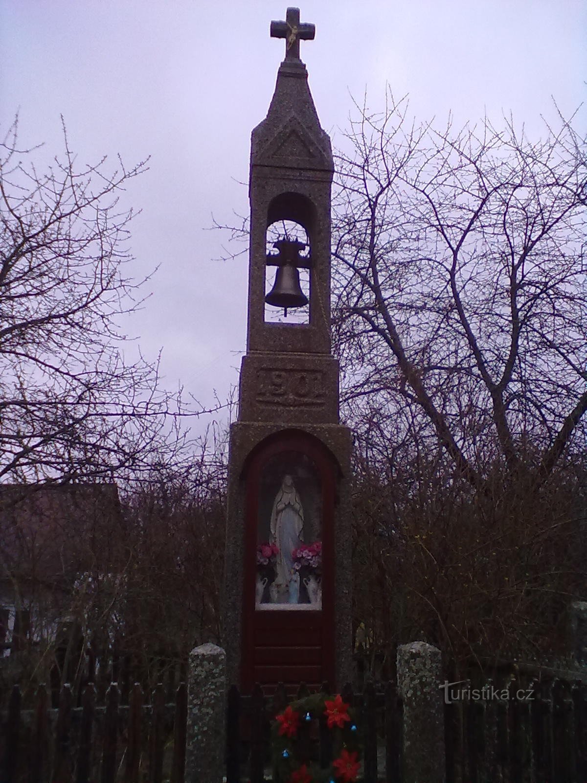 Chapels, bell towers, crosses, former public schools in a poor region with stony fields.