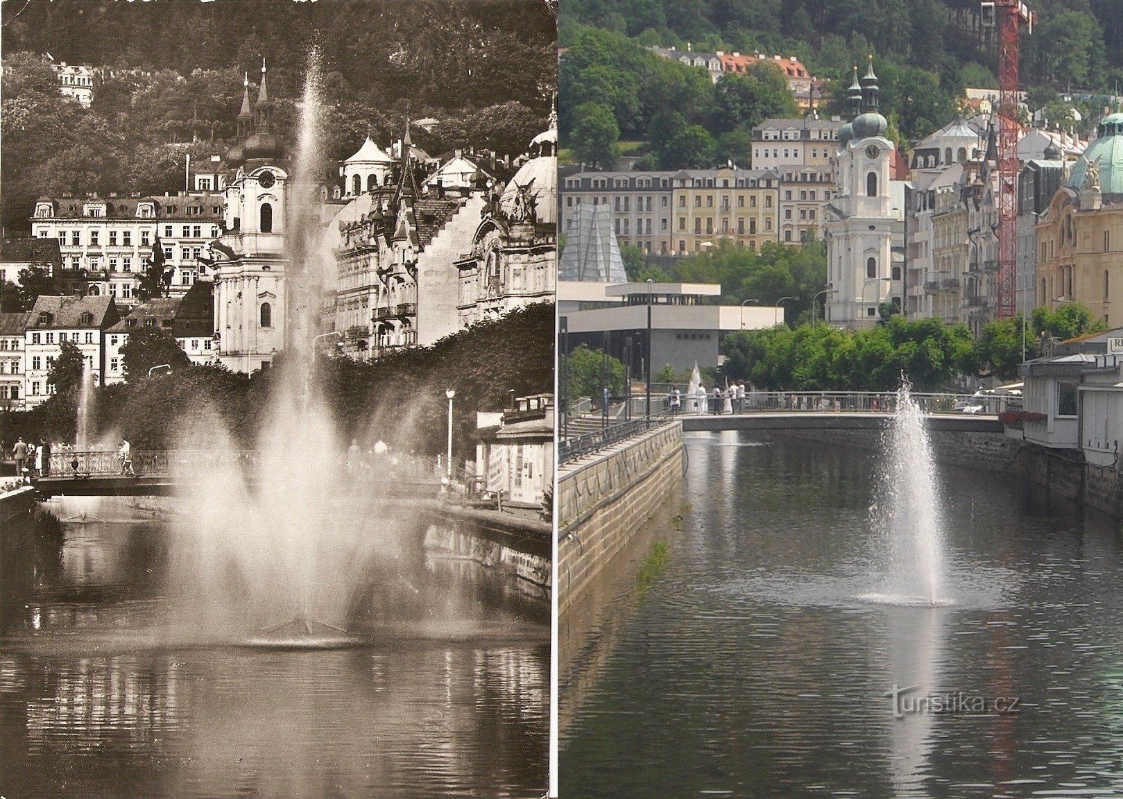 Karlovy Vary auf älteren Ansichten und aktuellen Fotos