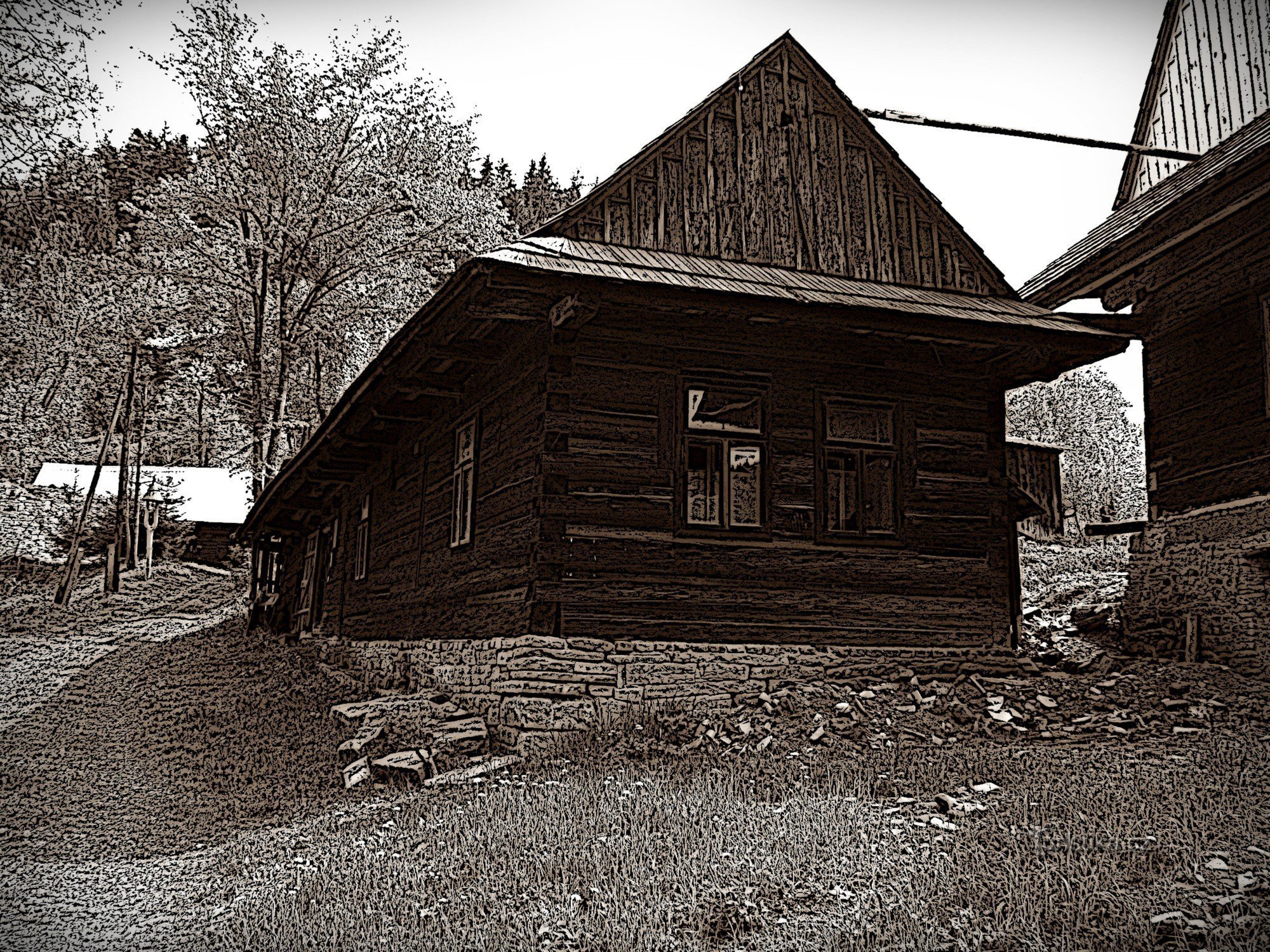 Karolinka - en välbevarad uppsättning trähus i Raťkov