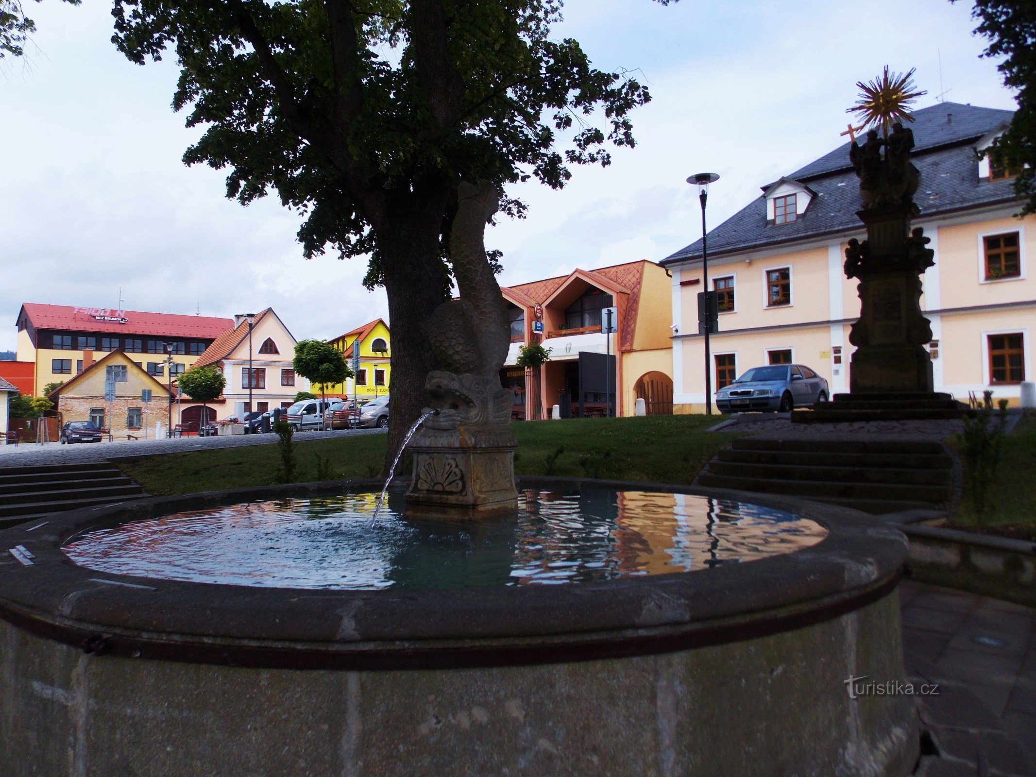 The fountain on the square in Brumov