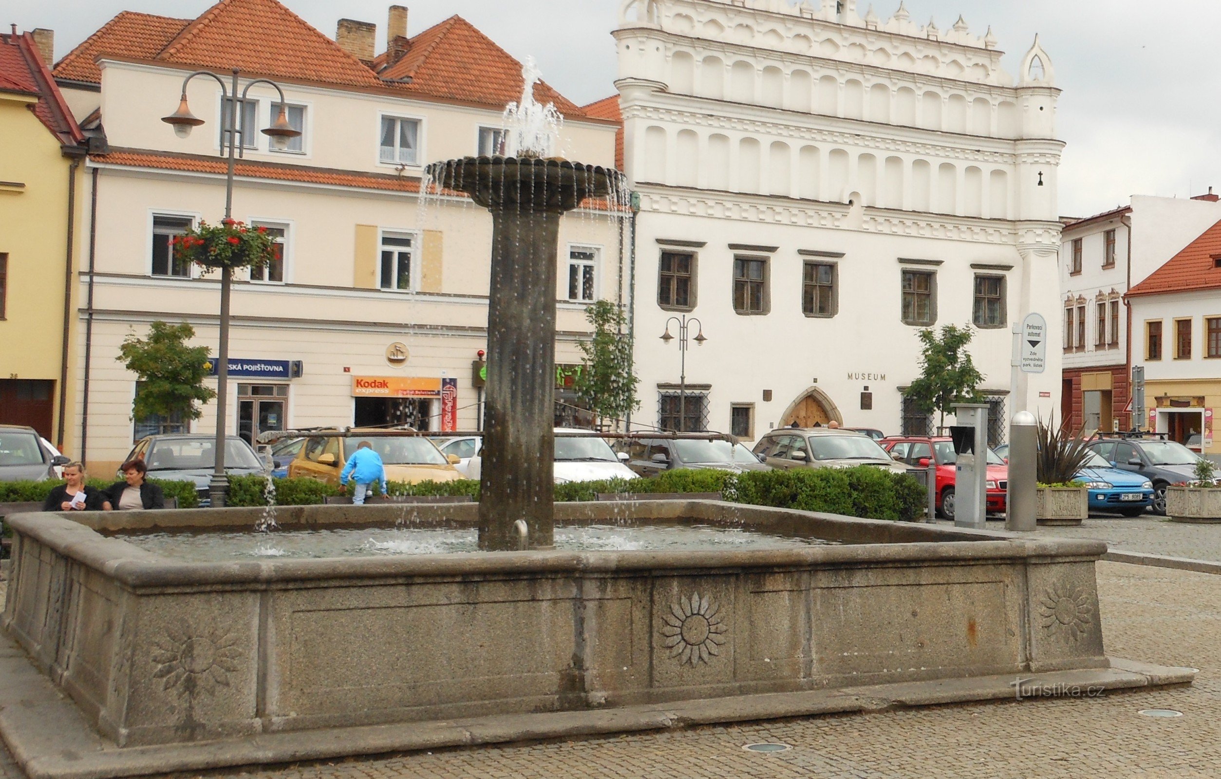 The fountain in front of the town hall building in Sušice