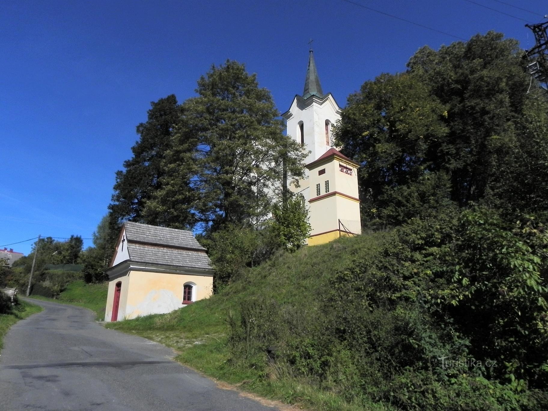 Kašperské Hory, church of P. Marie Sněžné from SW