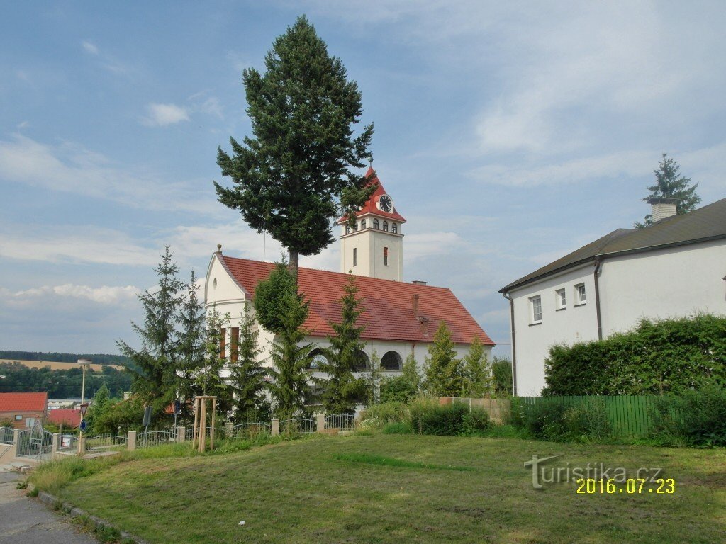 Kerk van de Tsjechoslowaakse Hussietenkerk in Vlašim