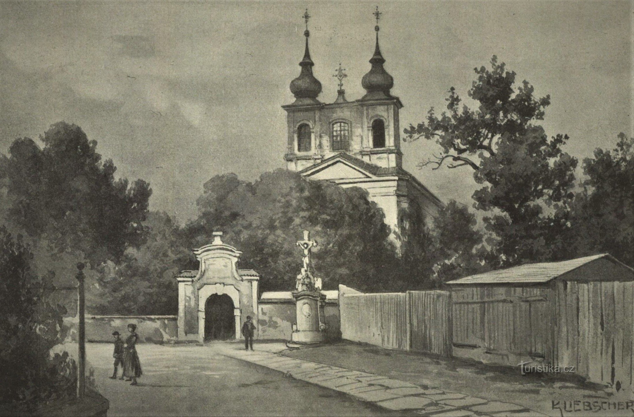 Den Hellige Treenigheds Kirke i Nové Bydžov i slutningen af ​​det 19. århundrede