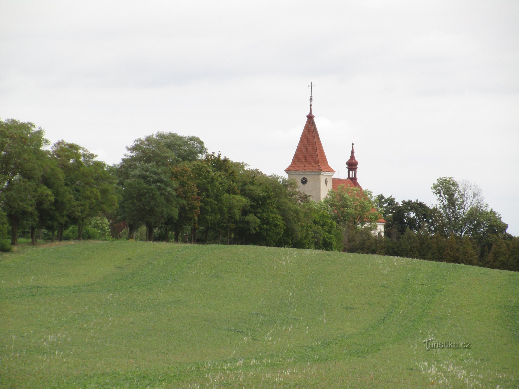 kostel s alejí od Modřovic