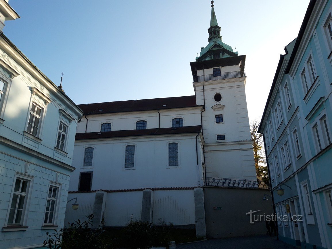 Church of St. John the Baptist and the observation tower in the Teplice spa