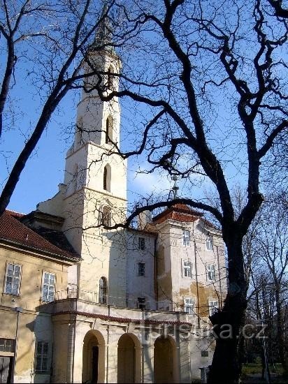 Cerkev sv. Katarine: edinstvena baročna dvoranska stavba s transeptom, bogato okrašena v notranjosti