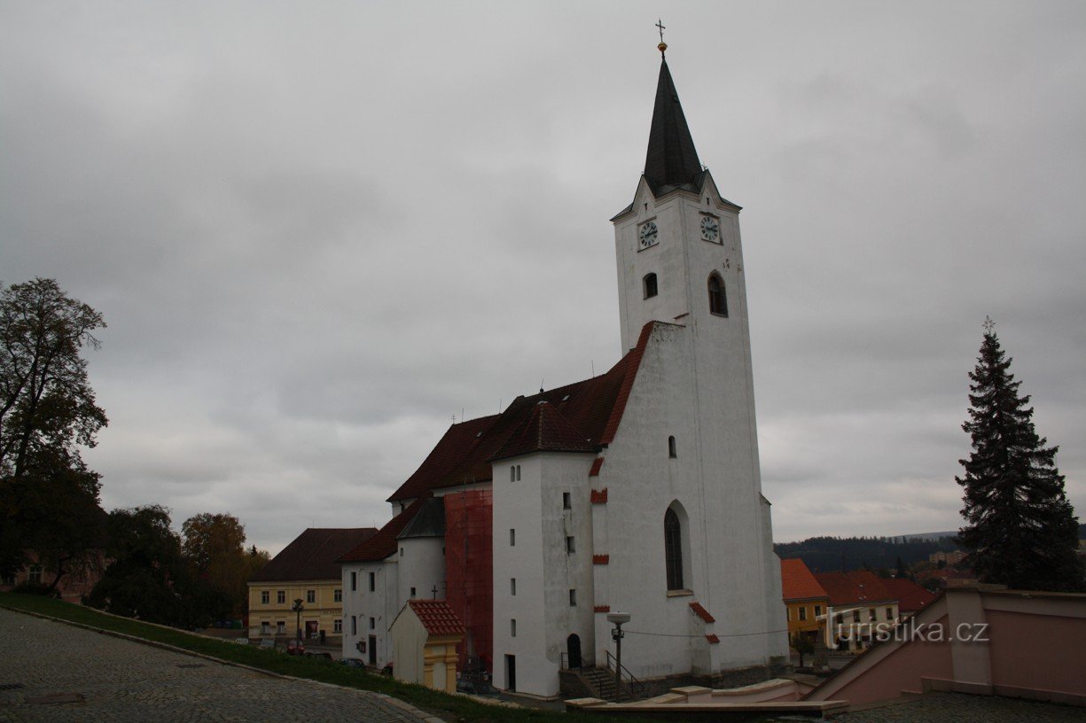 Church in the town of Pacov