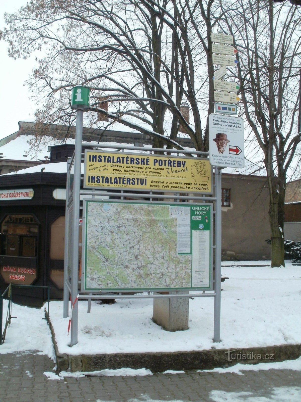 Kostelec nad Orlicí - le principal panneau touristique