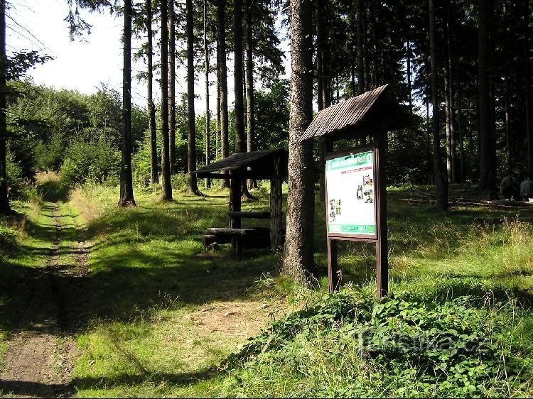 Kort dist. - hvilebænk og inf. tavle: Kort dist. - hvilebænk