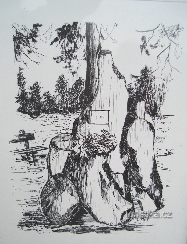 Dibujo de la rocalla - fotografiado desde el panel de información