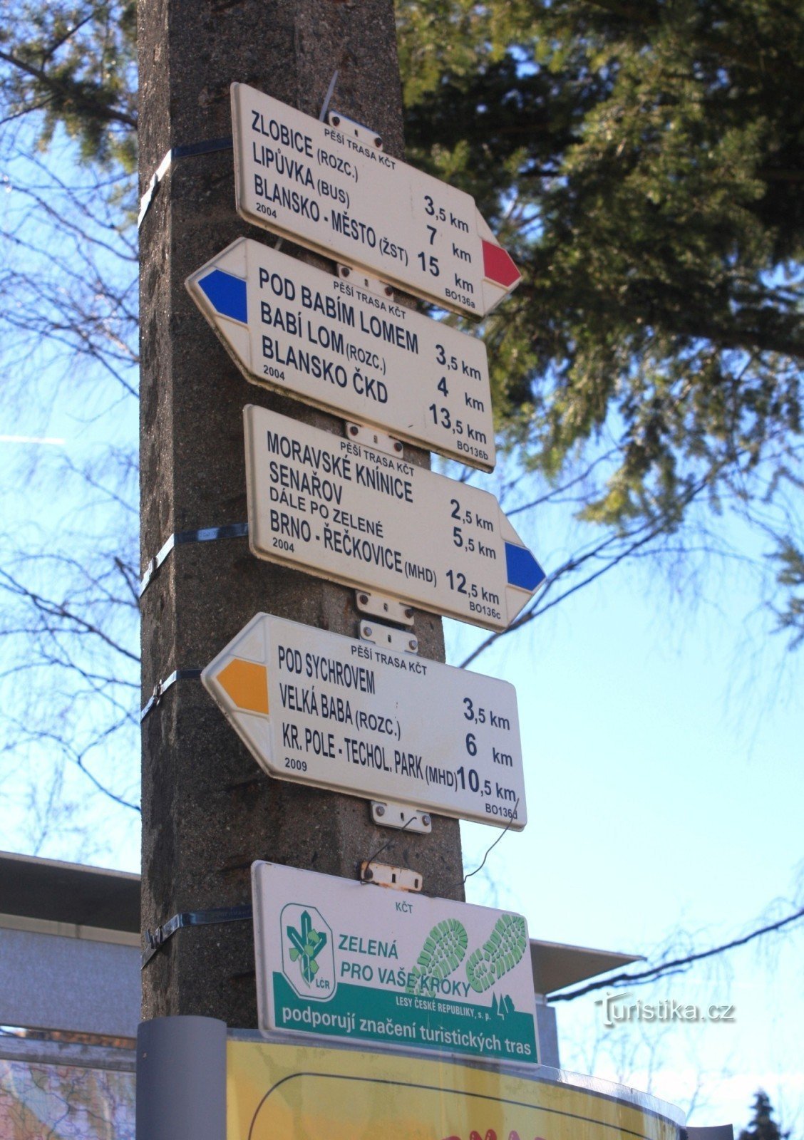 Kuřim - hlavní turistický směrovník