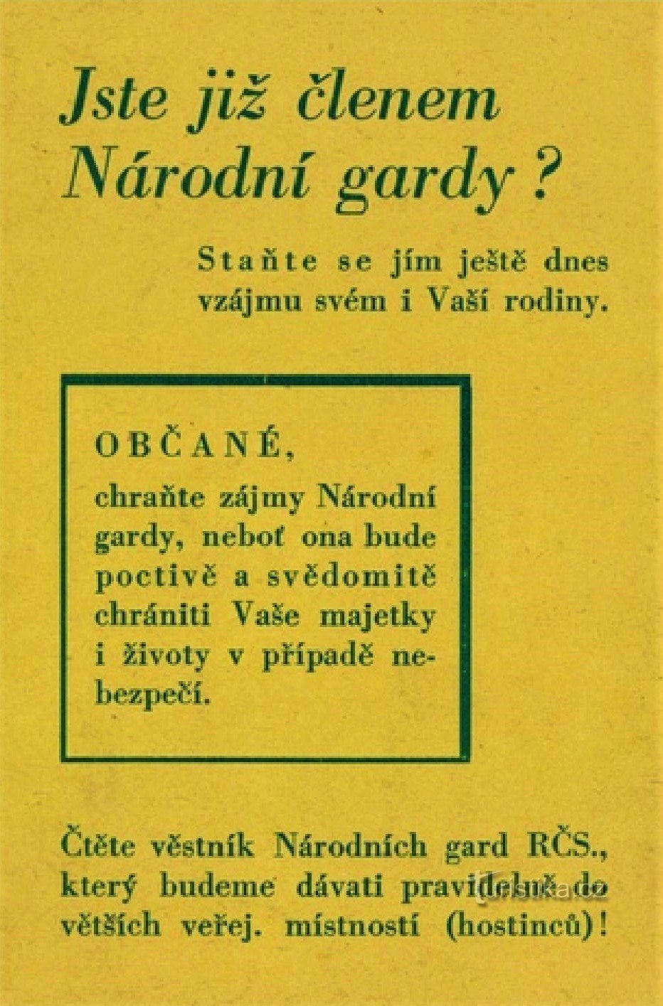 Letak Narodne garde iz sredine tridesetih let 30. stoletja