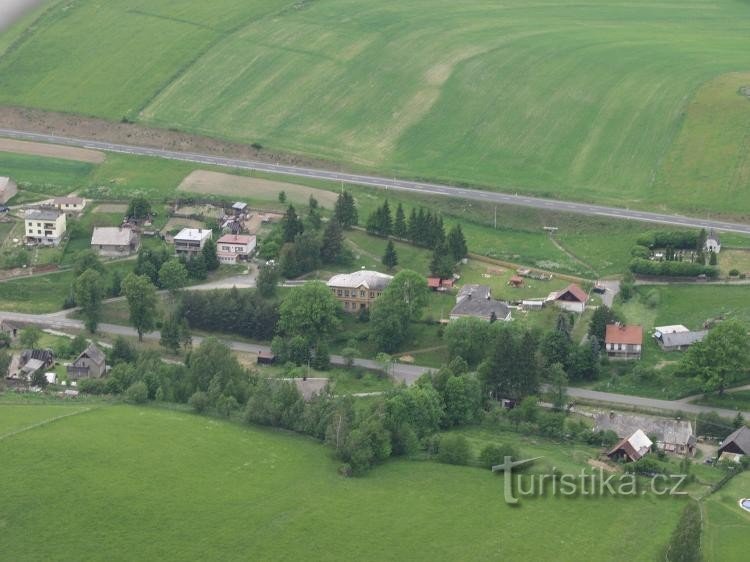 Luchtfoto van het stadskantoor van Oborná