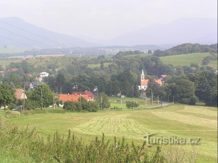 Lichnov: Blick auf das Dorf aus Richtung Štramberk