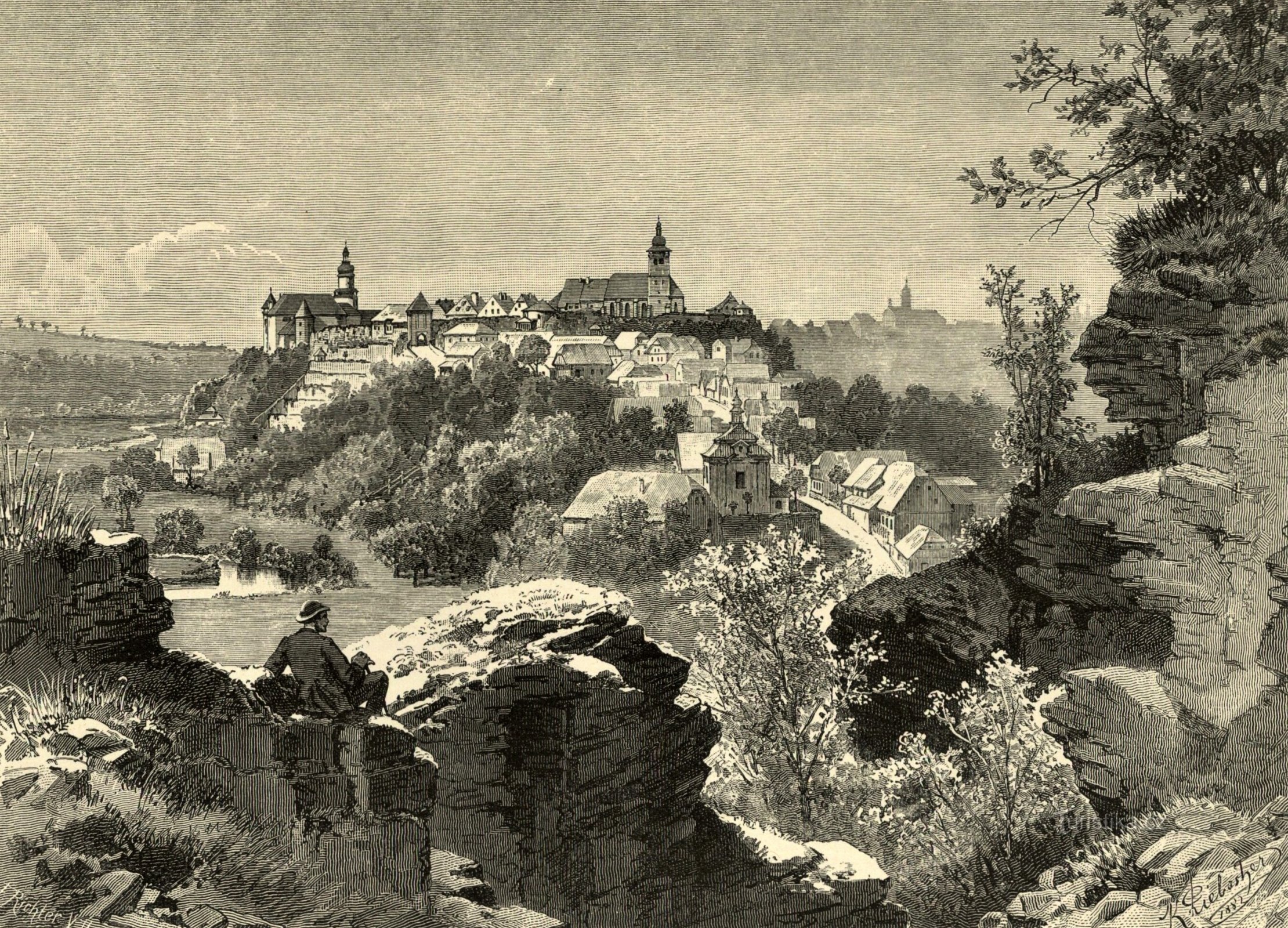 Liebscherovy pohledy na Nové Město nad Metují ze 2. poloviny 19. století