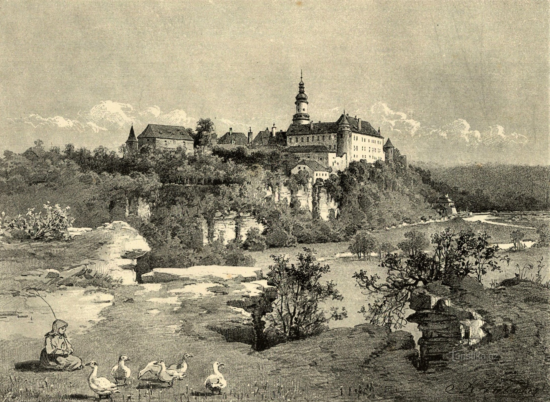 Виды Либшера на Нове-Место-над-Метуей второй половины XIX века.