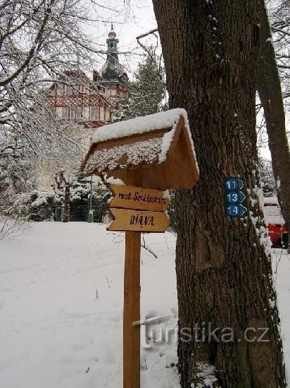 Linhart 1: Boscafé en restaurant. Favoriete excursieplek van TG Masaryk. IN