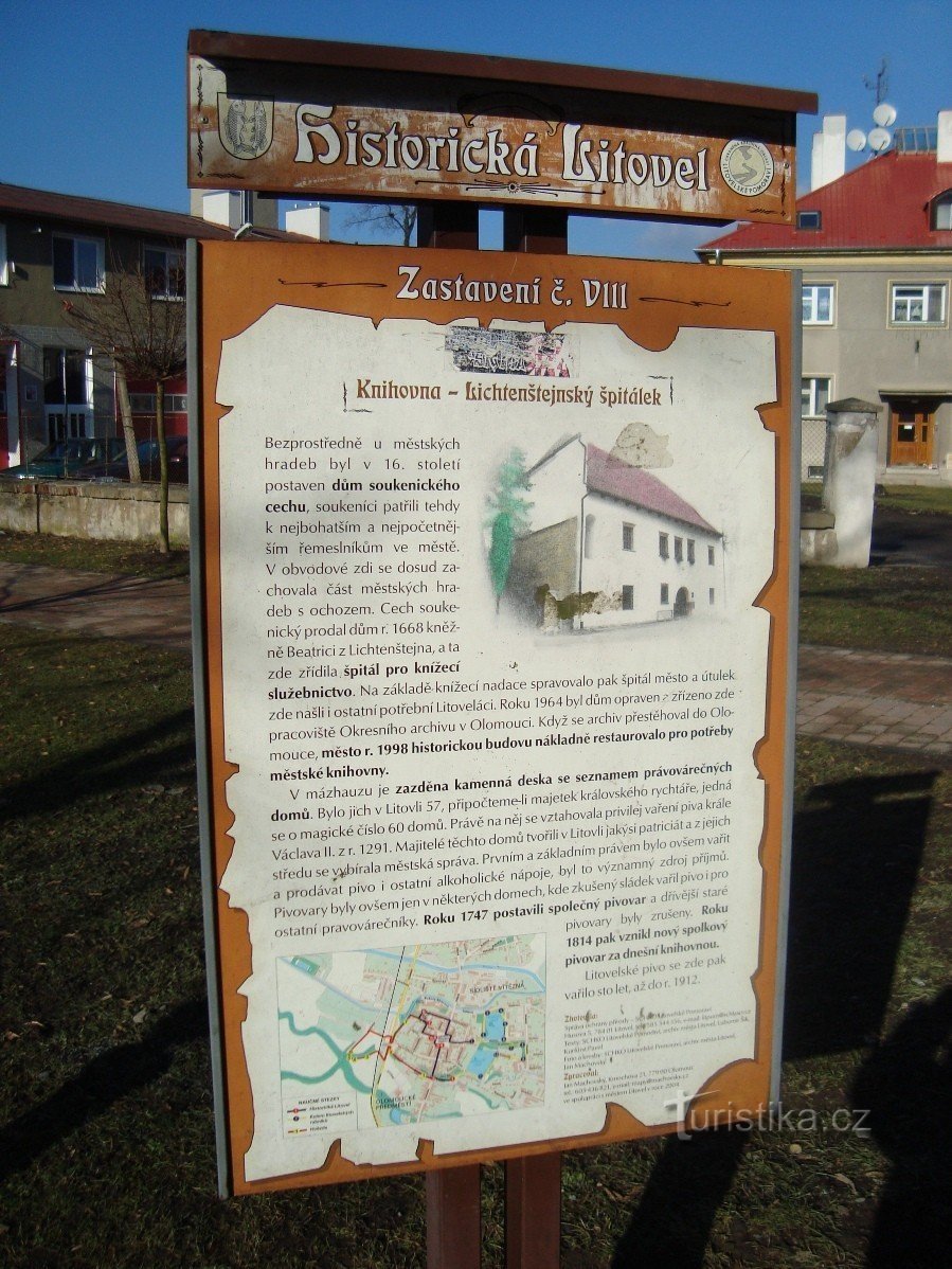 Litovel-Biblioteka Miejska-Szpital Liechtenstein-tablica informacyjna-Foto: Ulrych Mir.