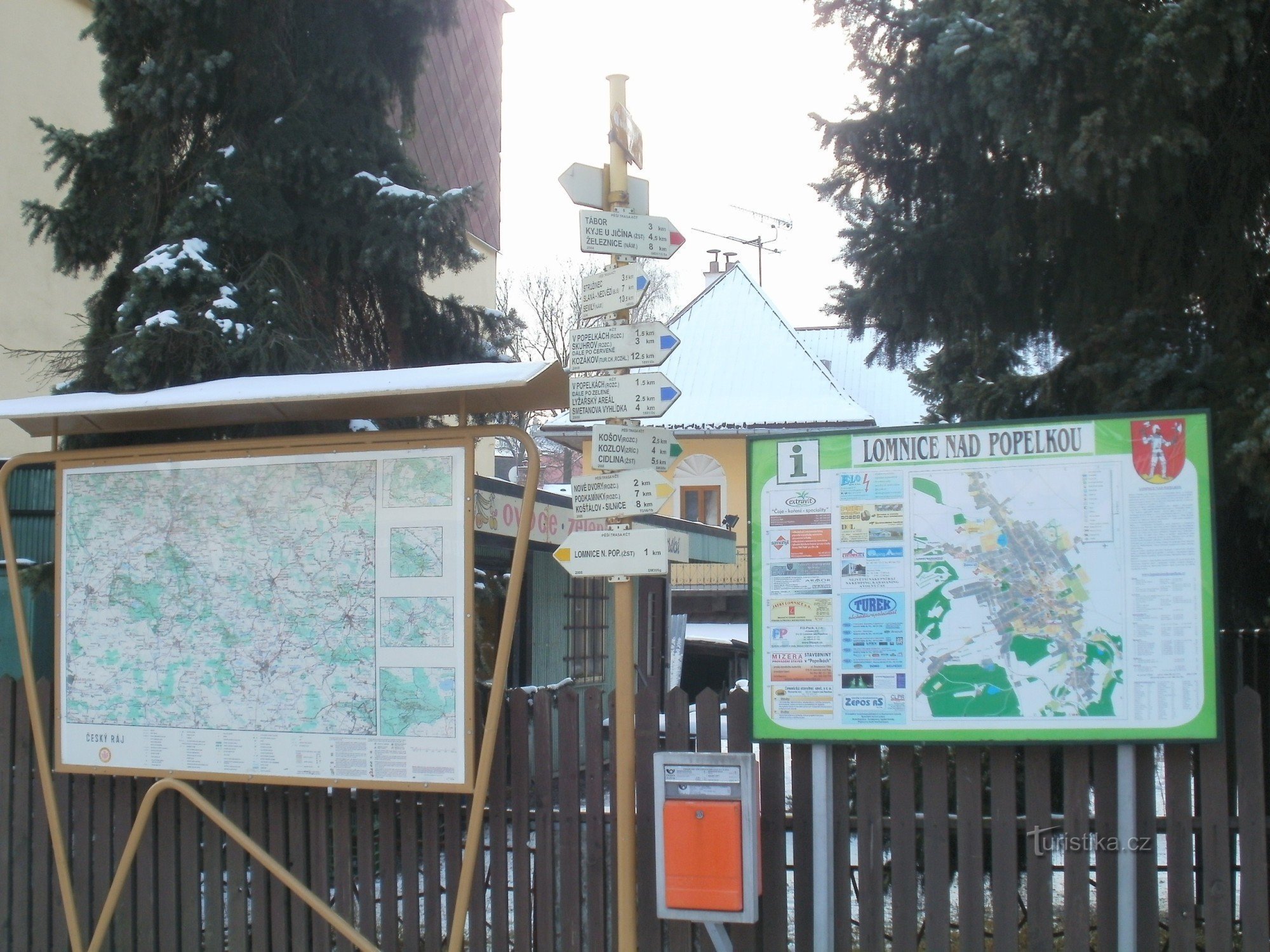 Lomnice nad Popelkou - η κύρια τουριστική πινακίδα