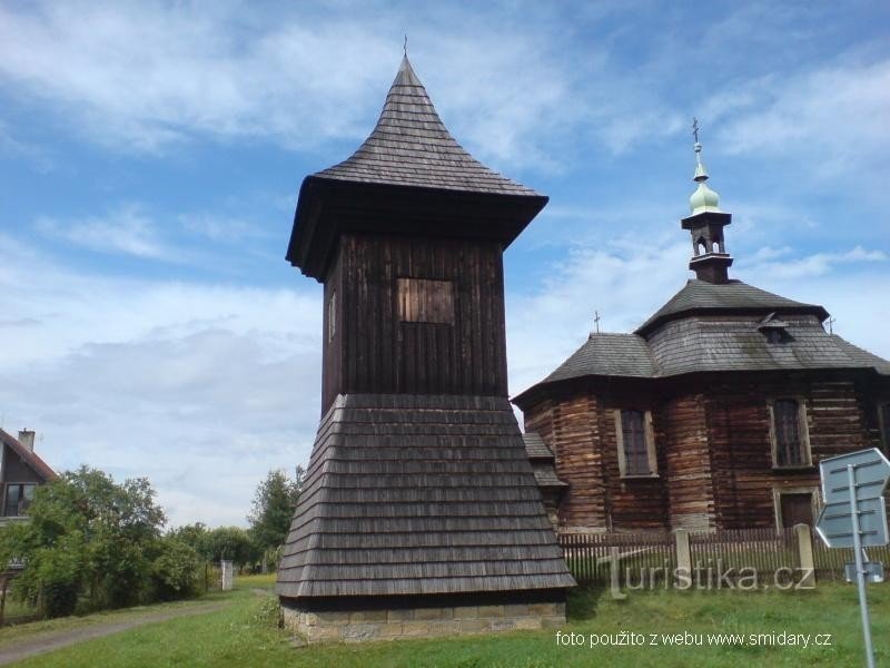 Loučná Hora - biserica de lemn Sf. Jiří (fotografie folosită de pe site-ul web www.smidary.cz)