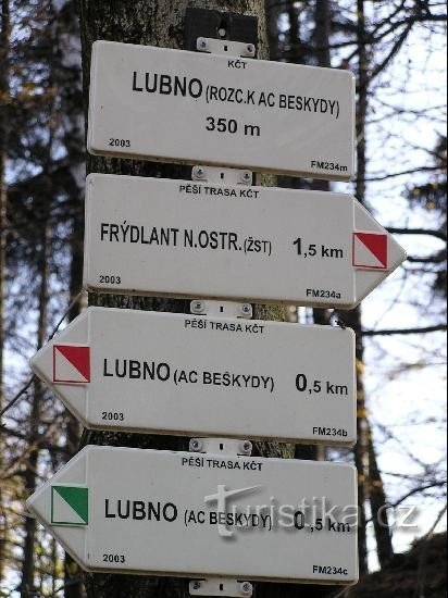 Lubno - junction to AC Beskydy: Lubno - junction to AC Beskydy - detail